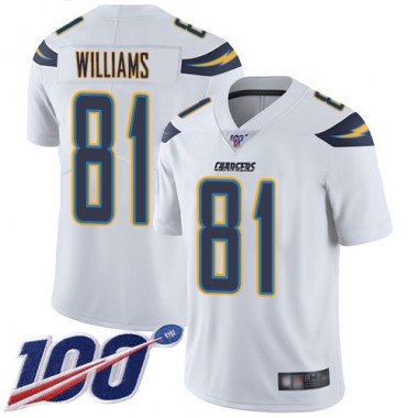 Los Angeles Chargers NFL Football Mike Williams White Jersey Men Limited 81 Road 100th Season Vapor Untouchable